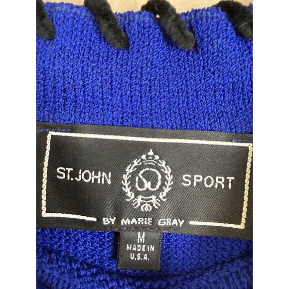 St. John Sport by Marie Gray Women’s Knit Sweater Vest Royal Blue Size M Preppy - Picture 4 of 10